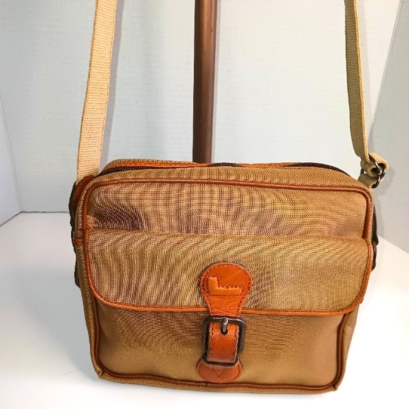 Lancel Paris Made in France Canvas Leather Trim Utility Crossbody Bag